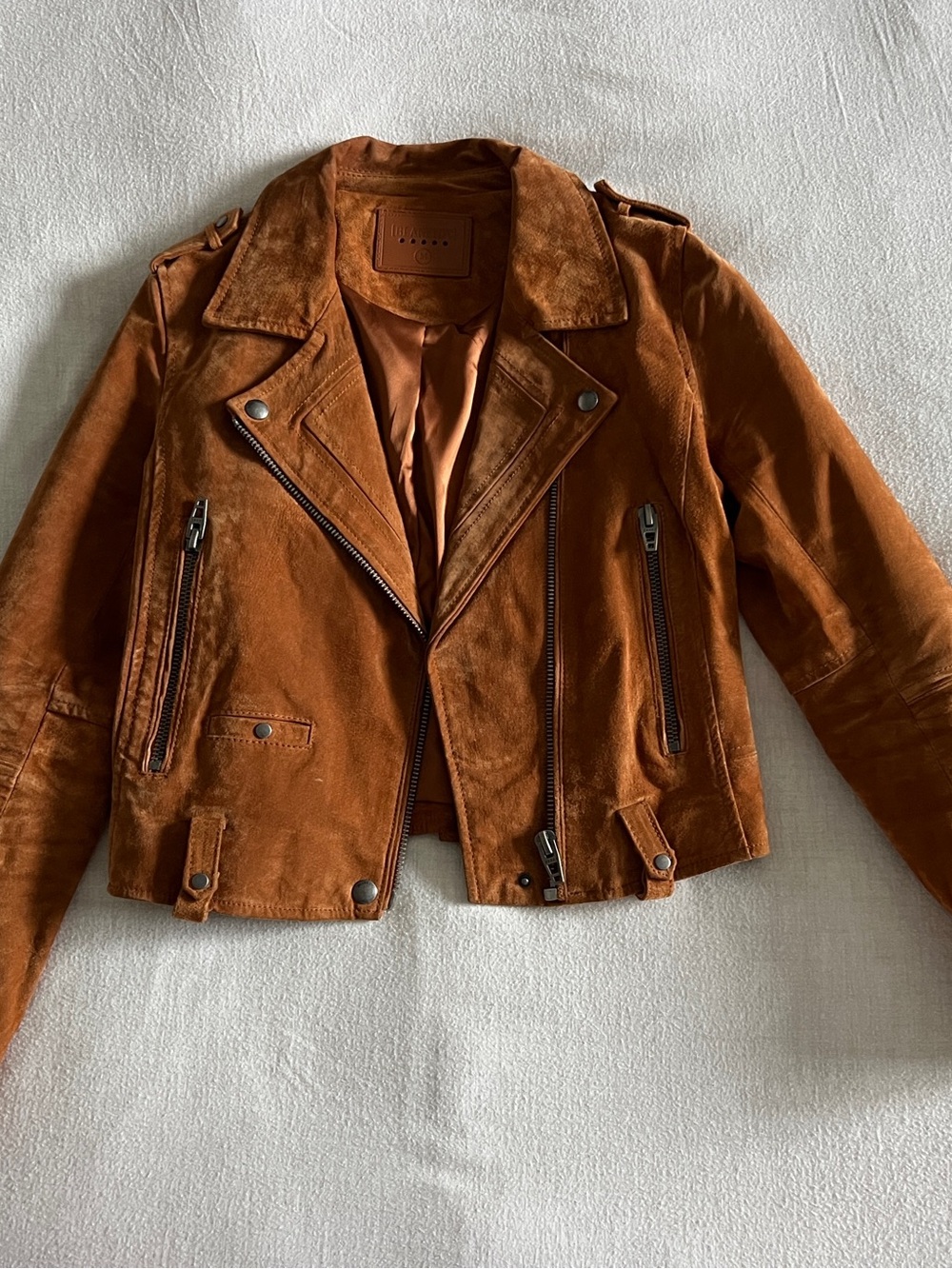 Blank NYC Rust Brown Suede Moto Jacket